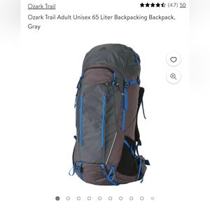 Ozark Trail Adult Unisex 65 Liter Backpacking Backpack